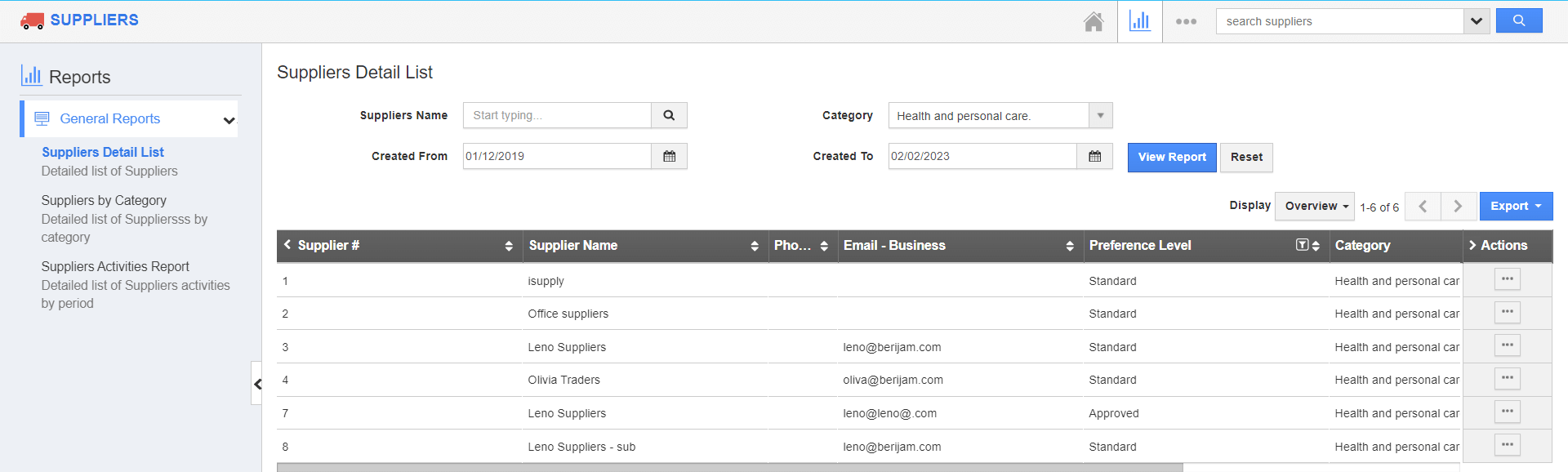 Suppliers - Generated SDL